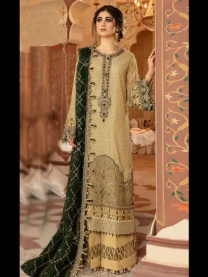 Beige Traditional Readymade Palazzo Suit With Embroidery Stone Work