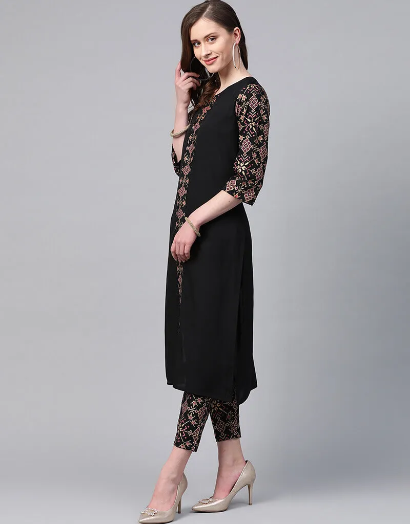 Black Crepe Pant Straight