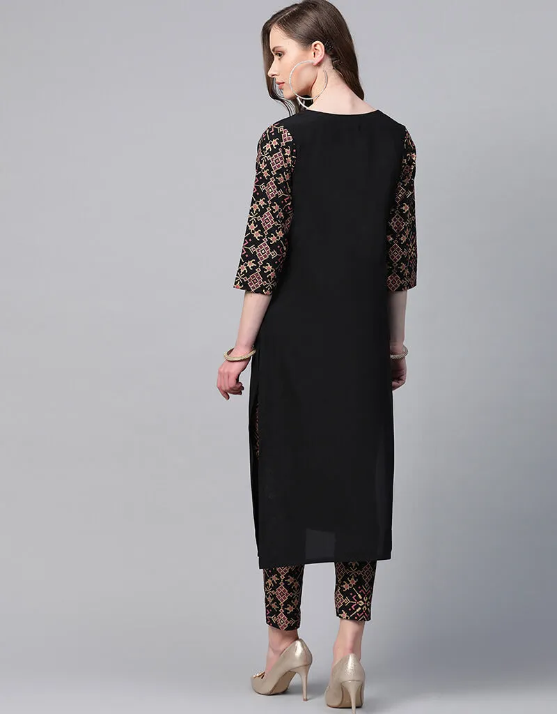 Black Crepe Pant Straight