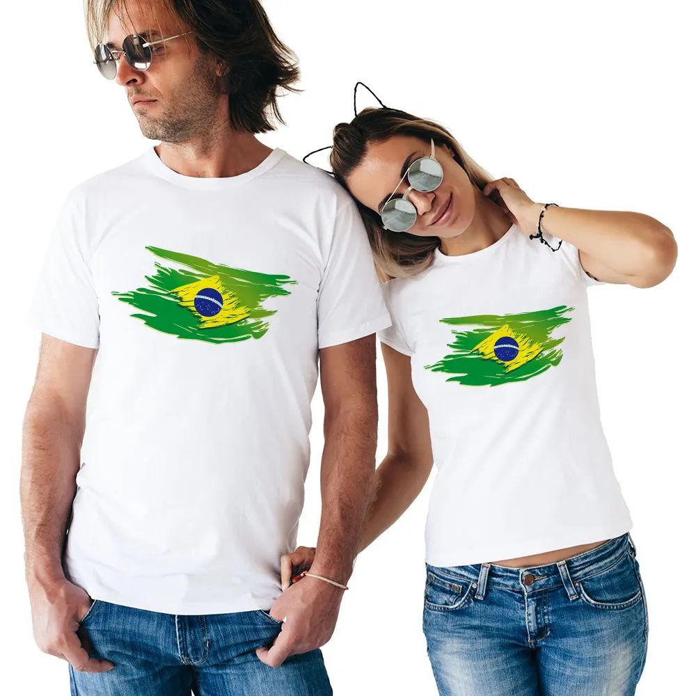 Brazil Flag Matching Couple Tees