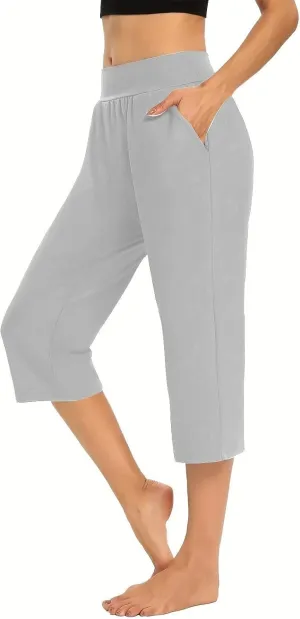 Capri Pants for Women High Waisted Athletic Yoga Workout Gym Jogger Sweatpants Summer Casual Wear Cropped Trousers
