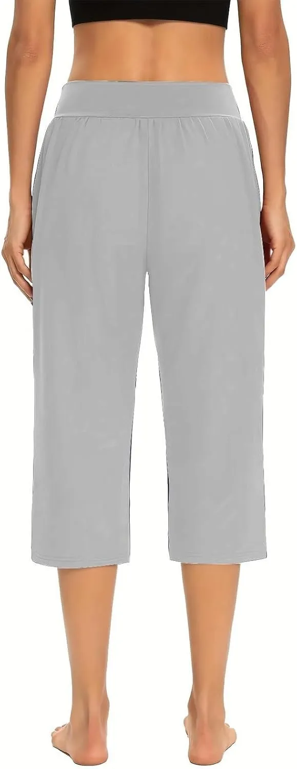 Capri Pants for Women High Waisted Athletic Yoga Workout Gym Jogger Sweatpants Summer Casual Wear Cropped Trousers