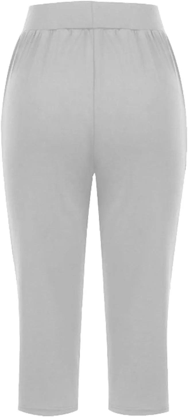 Capri Pants for Women High Waisted Athletic Yoga Workout Gym Jogger Sweatpants Summer Casual Wear Cropped Trousers
