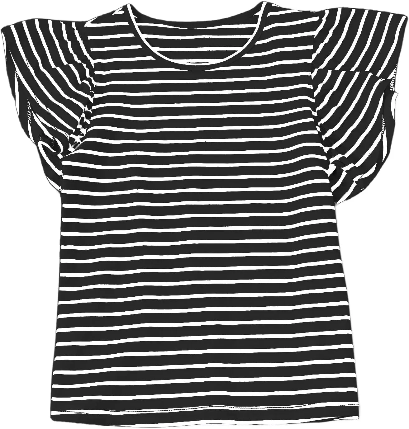 Girls' Summer Shirts Cute Tops Ruffle Sleeve Crew Neck Casual Tees