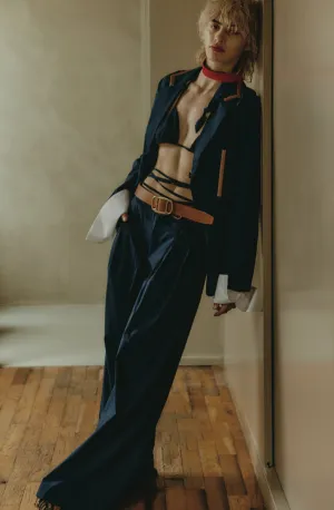 Jejia Wide Leg Trousers in Navy