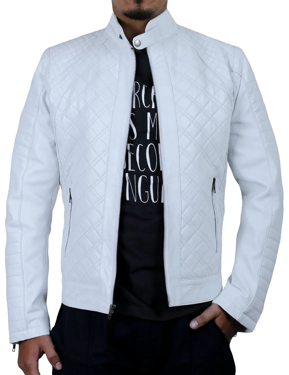 Leather Jackets Hub Mens Genuine Lambskin Leather Jacket (Black, Fencing Jacket) - 1501491