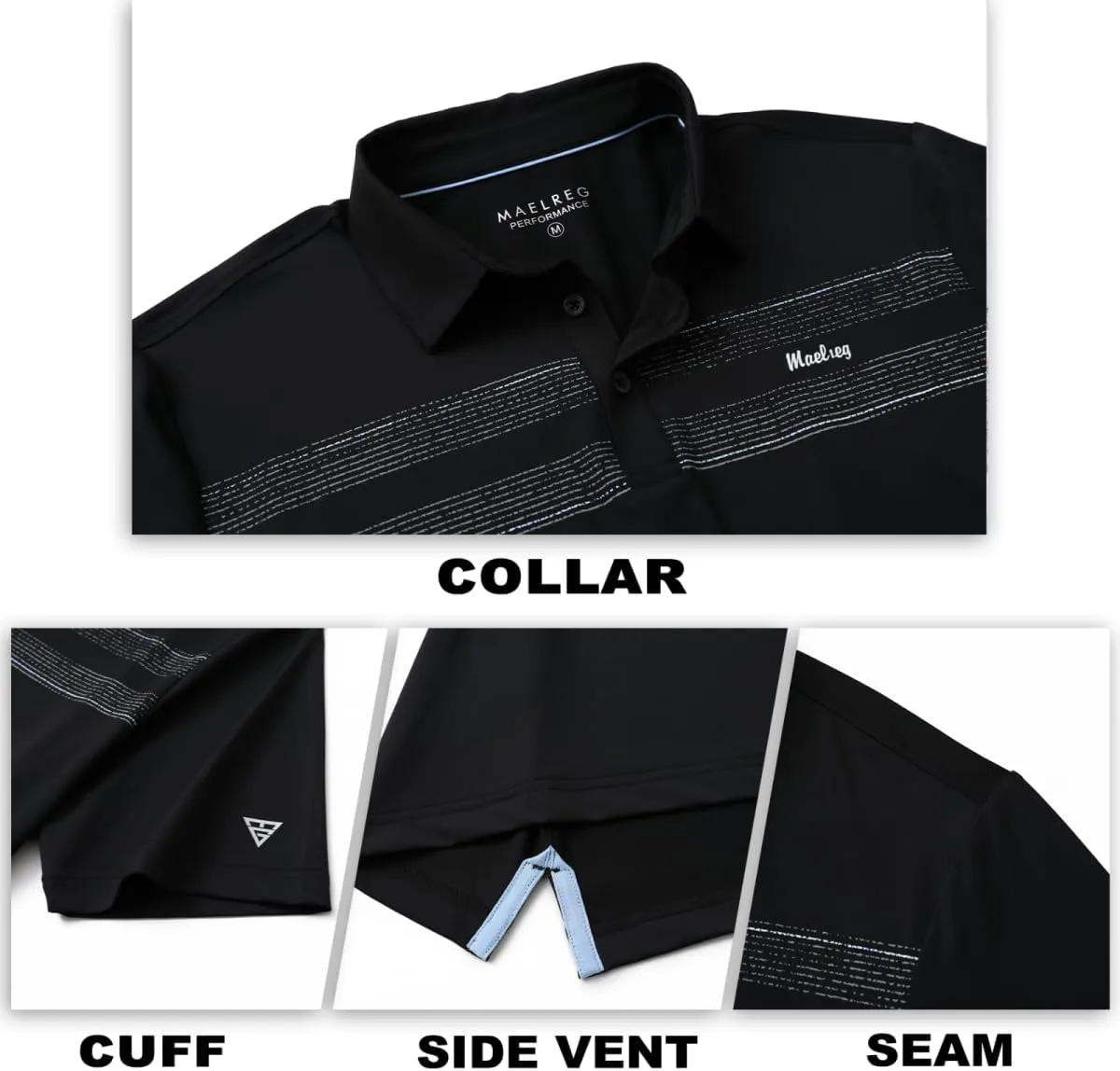 M MAELREG Golf Shirts for Men Quick Dry Short Sleeve Casual Stylish Moisture Wicking Chest Print Collared Mens Polo Shirts