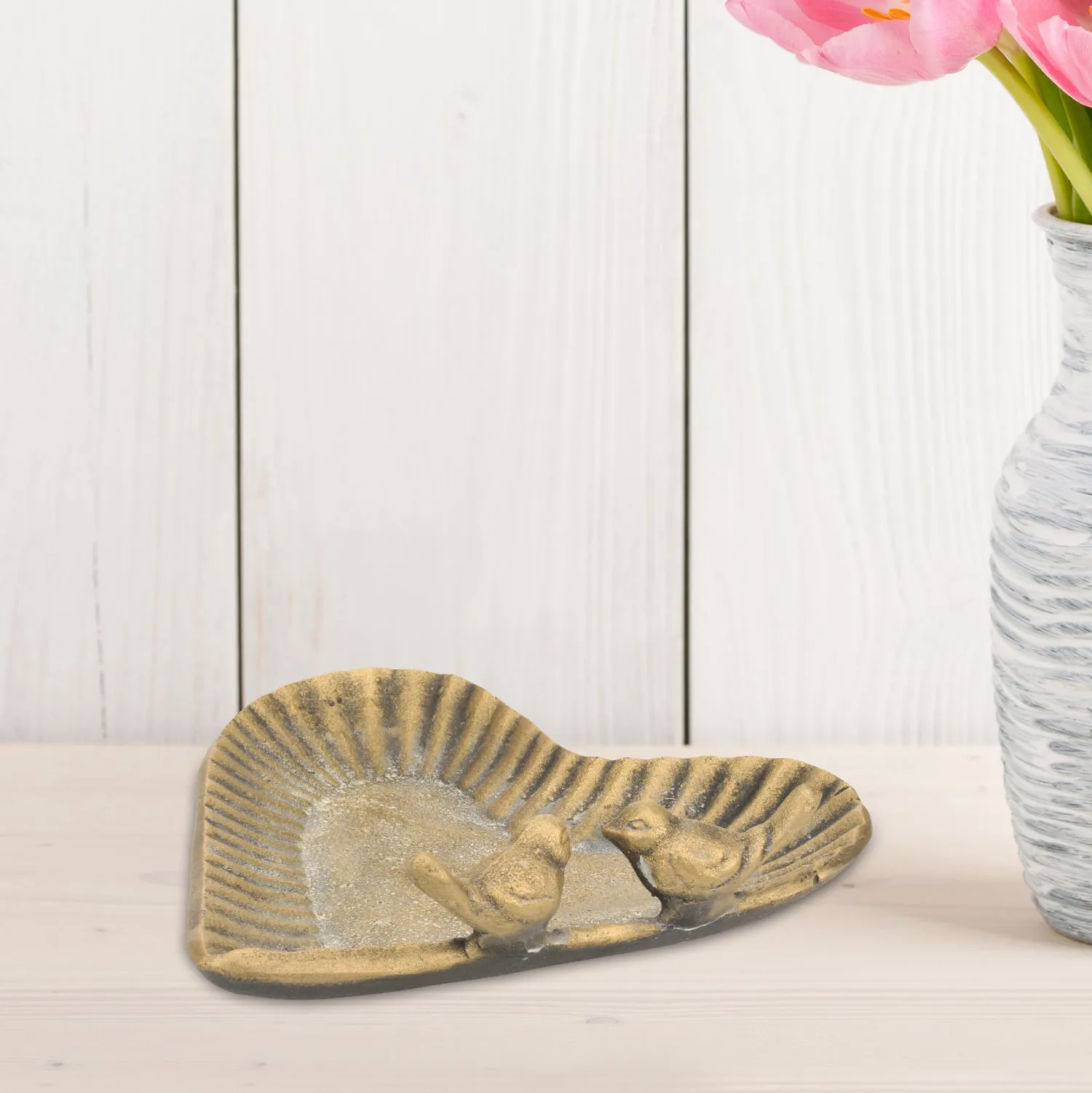 Patina Brass Cast Iron Heart Shaped Plate