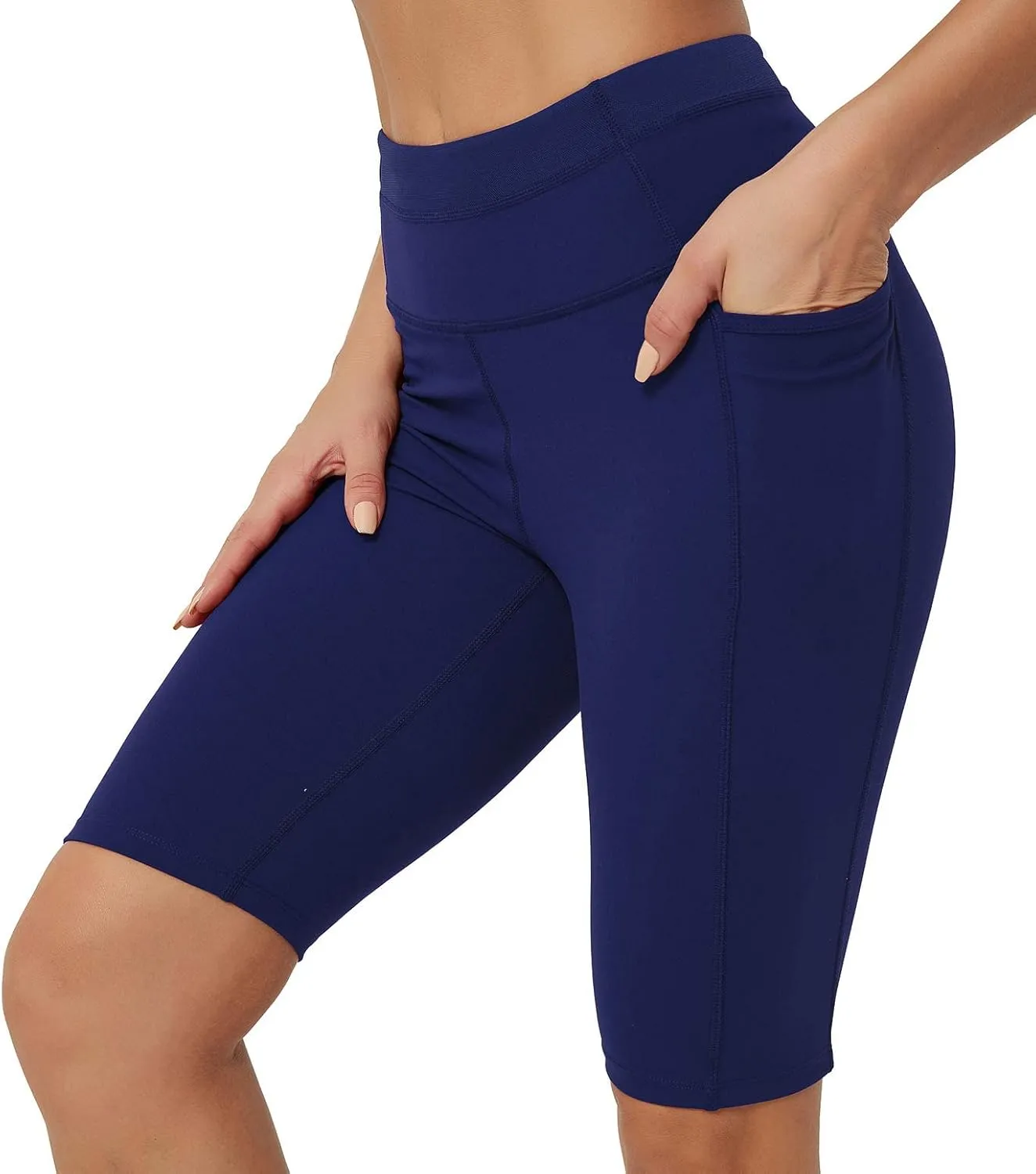 Rataves Womens Shorts 10" Workout Yoga Shorts with Pockets High Waisted Athletic Shorts Running Biker Shorts??007??