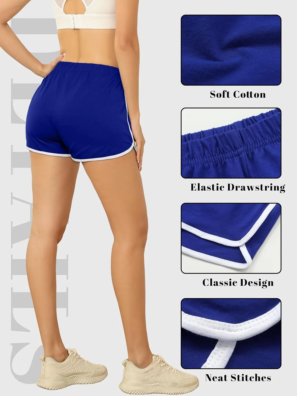 URATOT 6 Packs Women's Dance Shorts Cotton Sports Short Yoga Shorts Breathable Dolphin Summer Athletic Shorts for Women