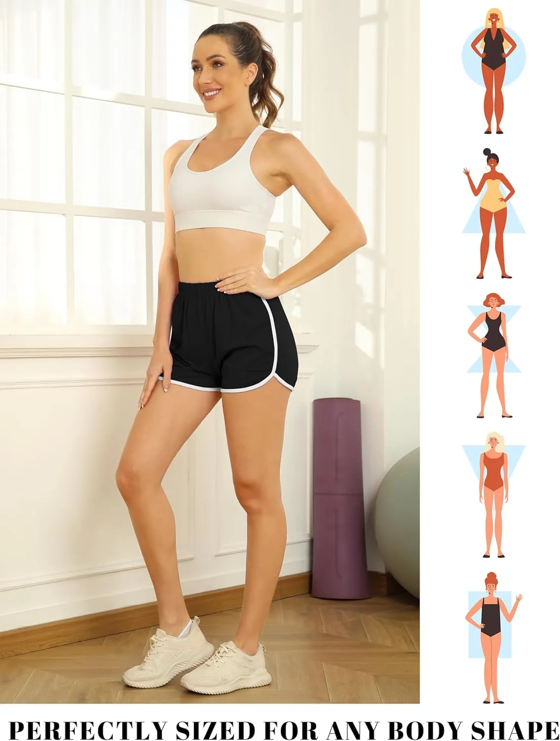 URATOT 6 Packs Women's Dance Shorts Cotton Sports Short Yoga Shorts Breathable Dolphin Summer Athletic Shorts for Women