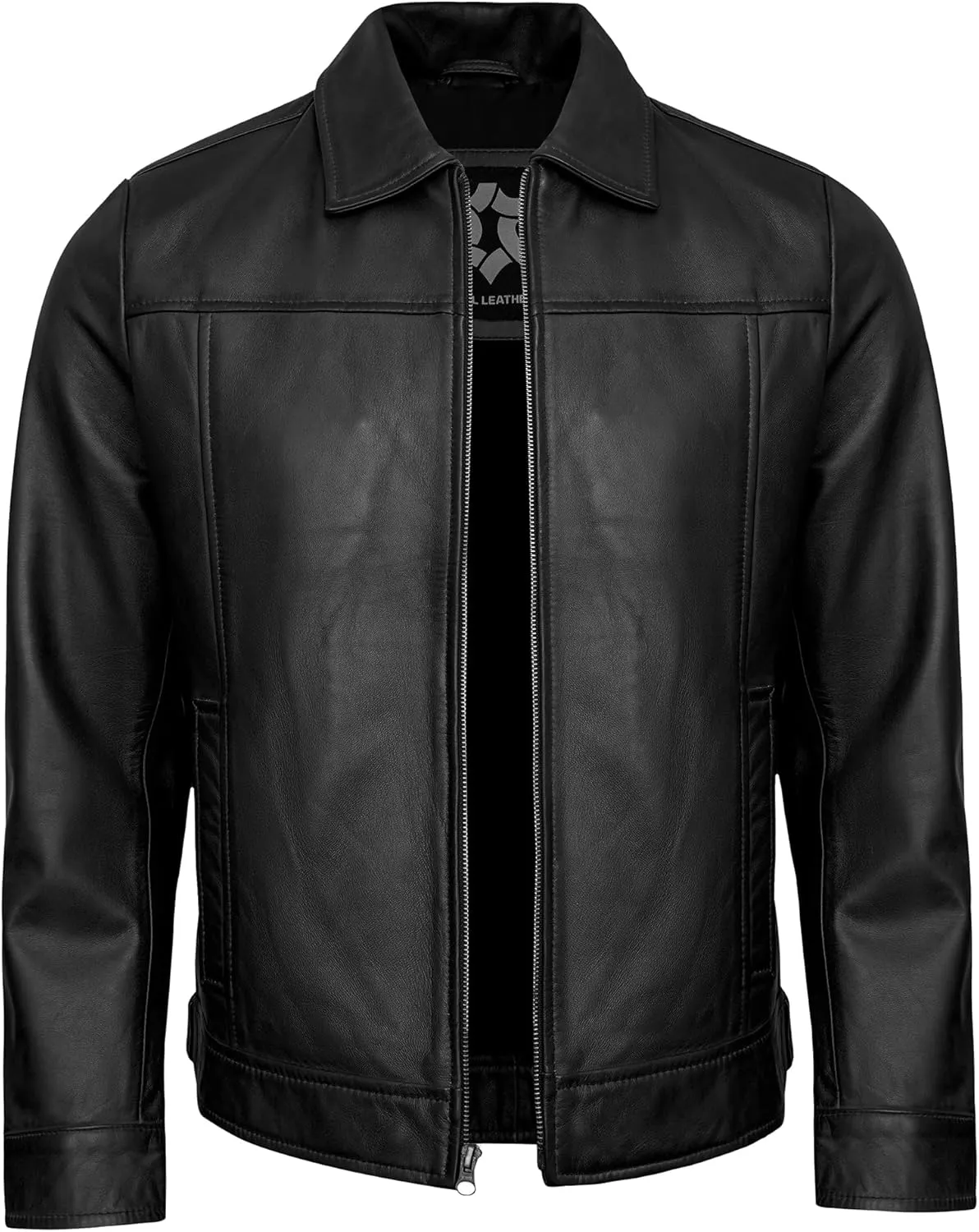 Vintage Leather Jacket Mens - Real Lambskin Classic Turn Down Collar Leather Jackets For Men