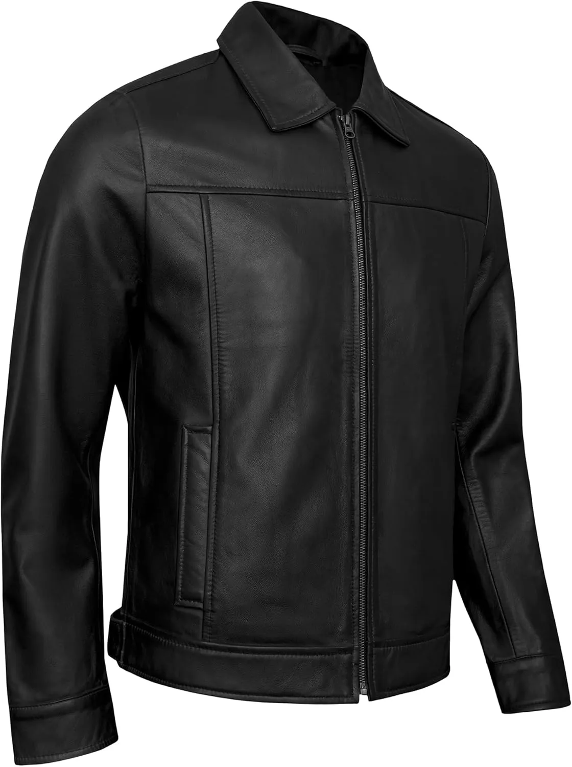 Vintage Leather Jacket Mens - Real Lambskin Classic Turn Down Collar Leather Jackets For Men