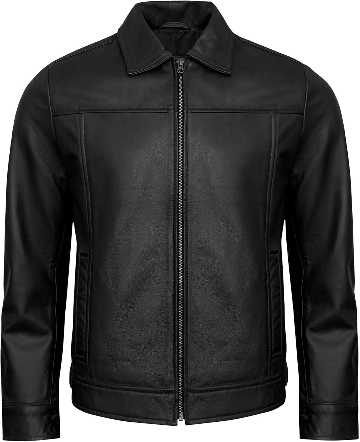 Vintage Leather Jacket Mens - Real Lambskin Classic Turn Down Collar Leather Jackets For Men