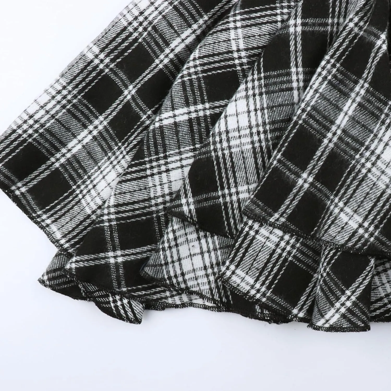 Women's Gothic Punk Skirt High Waist Mini Plaid Pleated Skirt Y2K Ruffles Fairy Grunge A-Line Skater Skirts