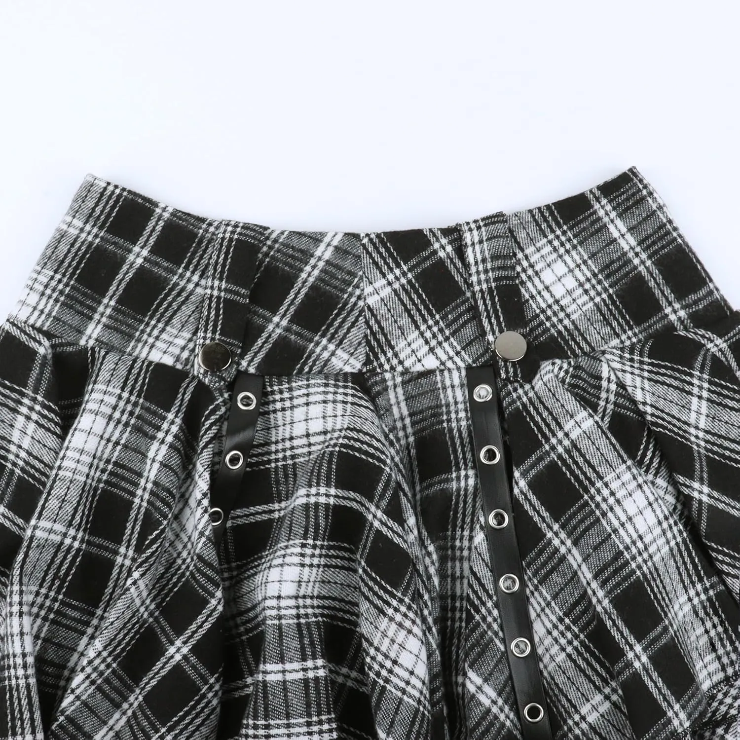 Women's Gothic Punk Skirt High Waist Mini Plaid Pleated Skirt Y2K Ruffles Fairy Grunge A-Line Skater Skirts
