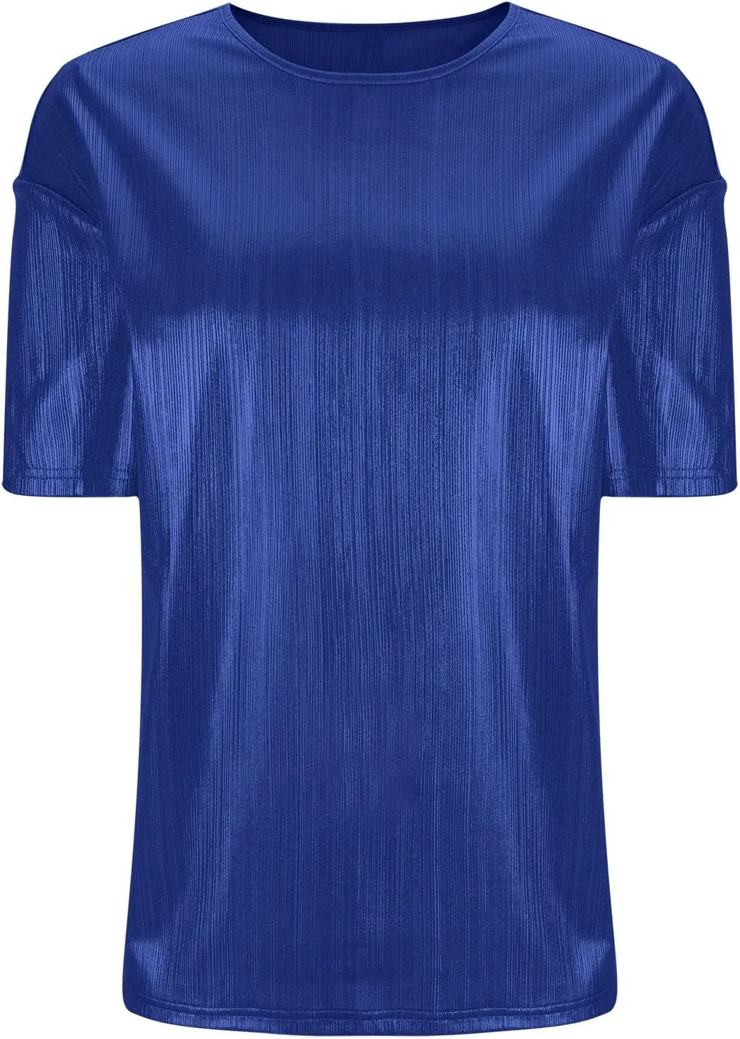 Women's Shiny Metallic Tops Short Sleeve T Shirt Glitter Party Disco Club Tees Holographic Music Festival Outfit